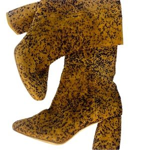 MIISTA textured leather chunky heel ankle boots roundtoes block 7 / 38 blackbead